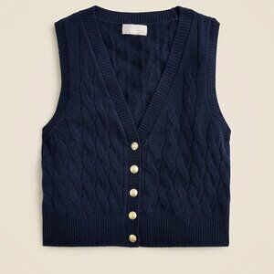 NWT J.CREW Cashmere cropped cable-knit sweater-vest